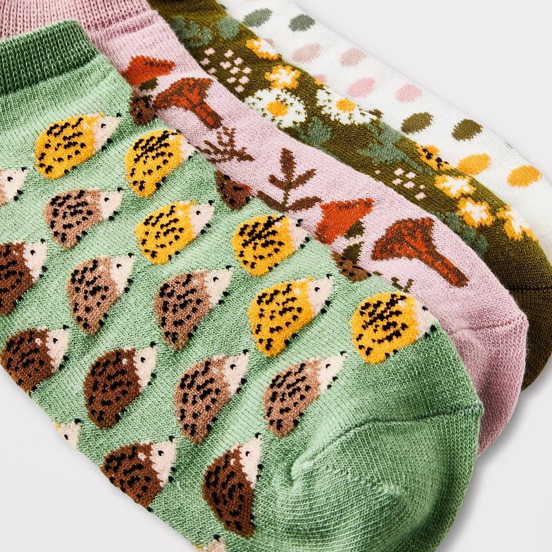 slide 2 of 2, Women's Hedgehog 6pk Low Cut Socks - Assorted Colors 4-10: Lightweight Banded Cuff, Tree Pattern, 6 ct