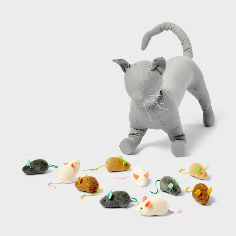 slide 2 of 3, Mouse Multipack Cat Toy Set - 10pk - Boots & Barkley™, 10 ct