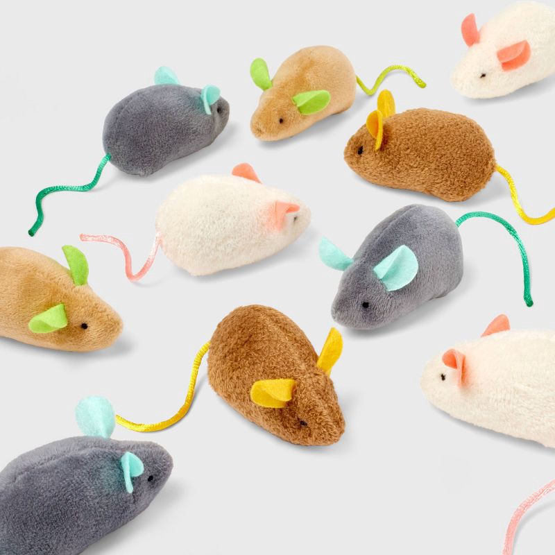 slide 3 of 3, Mouse Multipack Cat Toy Set - 10pk - Boots & Barkley™, 10 ct