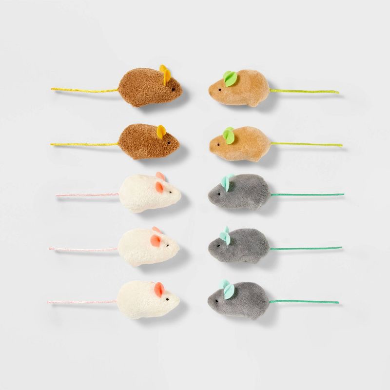 slide 1 of 3, Mouse Multipack Cat Toy Set - 10pk - Boots & Barkley™, 10 ct