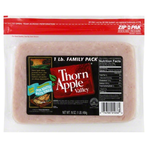 slide 1 of 1, Thorn Apple Valley Sliced Turkey Breast, 14 oz