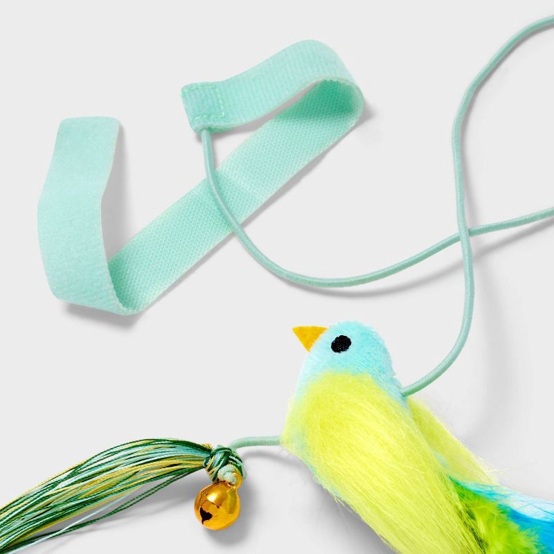 slide 3 of 3, Hanging Teaser Bird with Bells Cat Toy - Blue - Boots & Barkley™, 1 ct