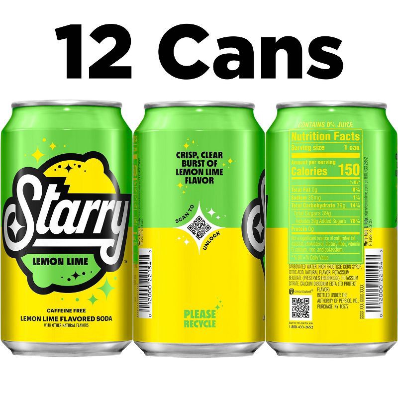 slide 2 of 3, Starry Lemon Lime Soda - 12pk/12 fl oz Cans, 12 ct; 12 fl oz