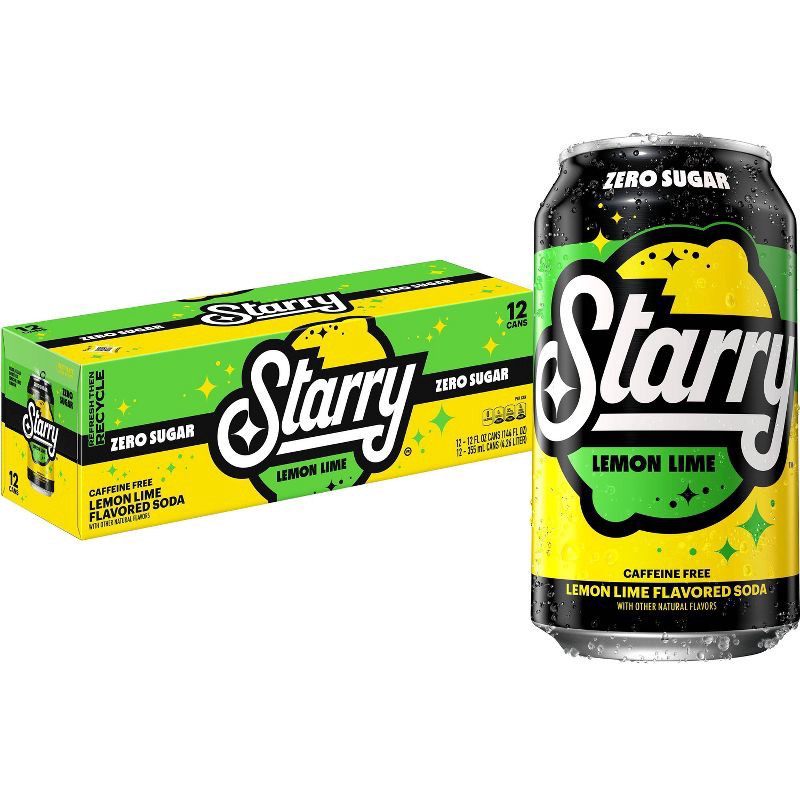 slide 1 of 4, Starry Zero Lemon Lime Soda - 12pk/12 fl oz Cans, 12 ct; 12 fl oz