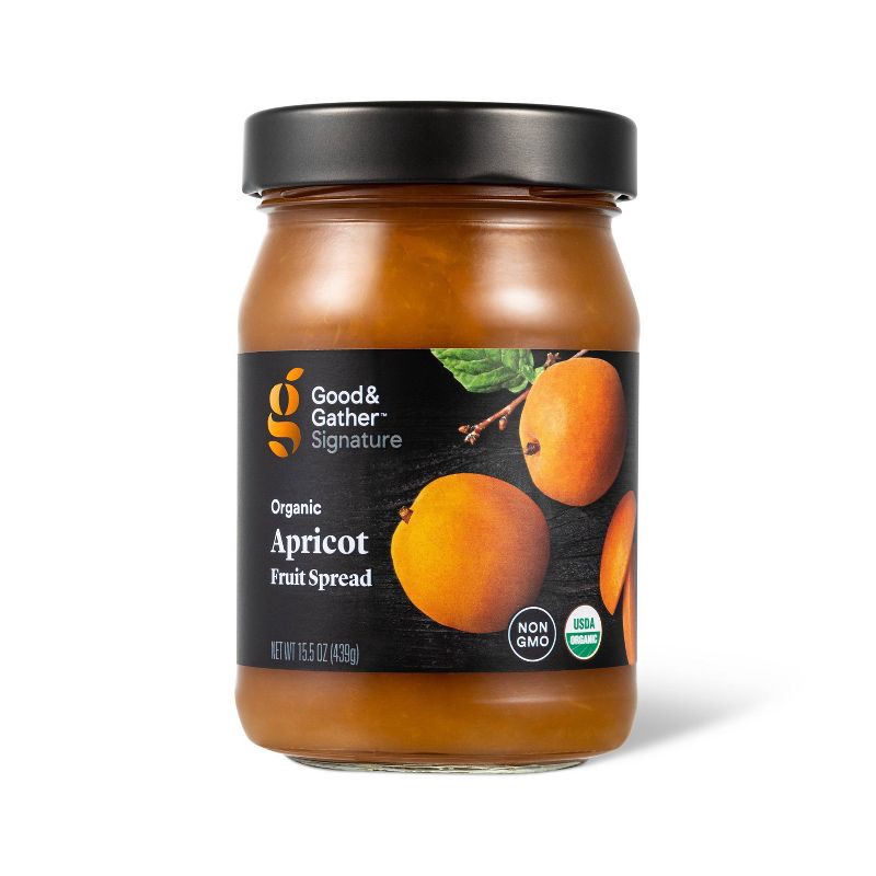 slide 1 of 3, Signature Organic Apricot Fruit Spread - 15.5oz - Good & Gather™, 15.5 oz