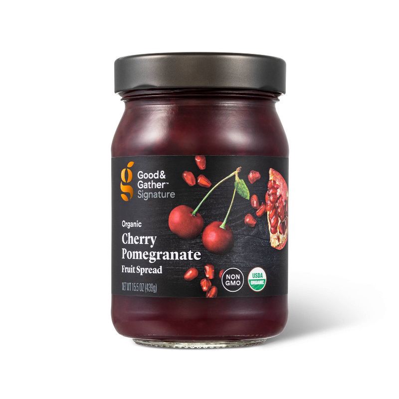 slide 1 of 3, Signature Organic Cherry Pomegranate Fruit Spread - 15.5oz - Good & Gather™, 15.5 oz