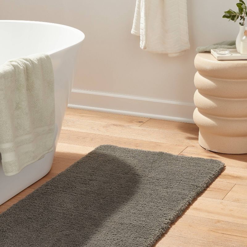slide 2 of 4, 24"x60" Spa Plush Bath Rug Dark Gray - Threshold™, 1 ct