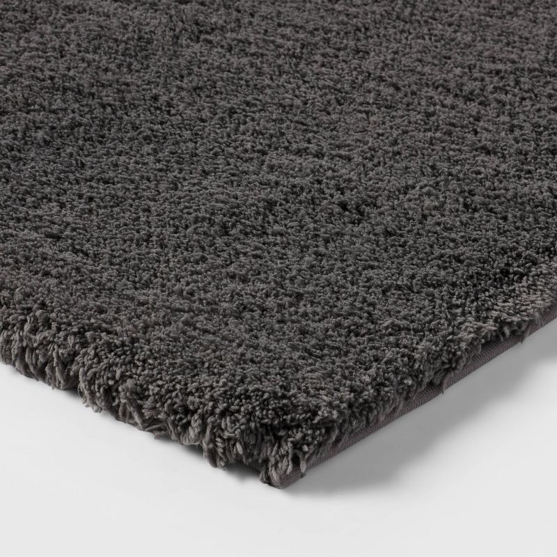 slide 3 of 4, 24"x60" Spa Plush Bath Rug Dark Gray - Threshold™, 1 ct