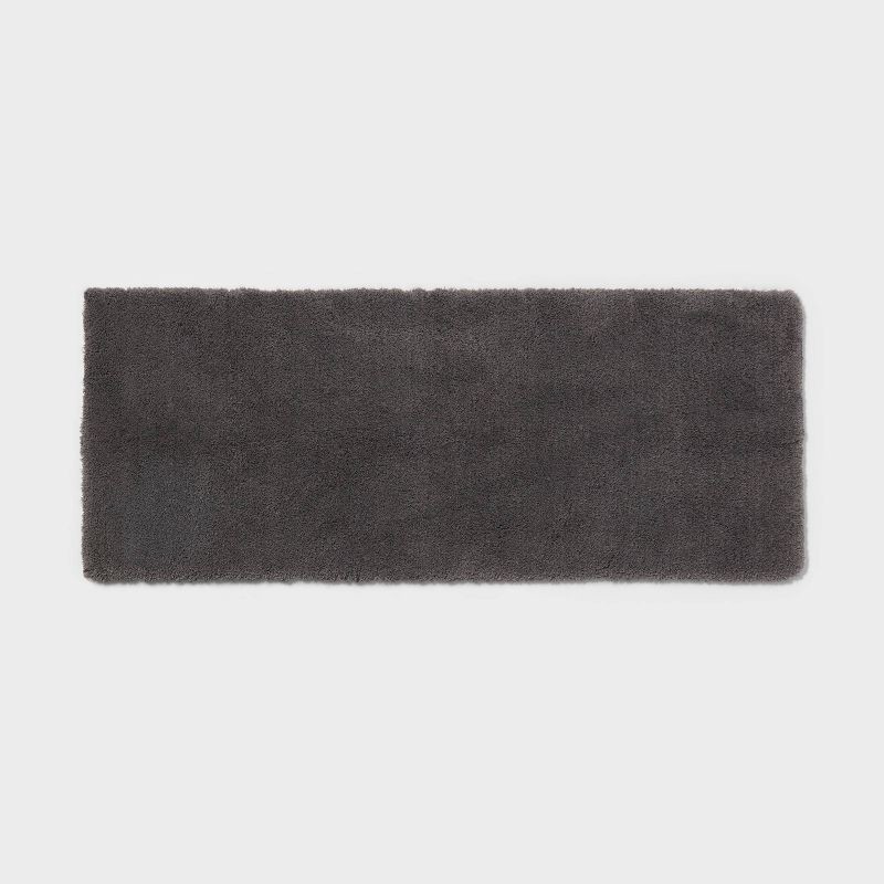 slide 1 of 4, 24"x60" Spa Plush Bath Rug Dark Gray - Threshold™, 1 ct