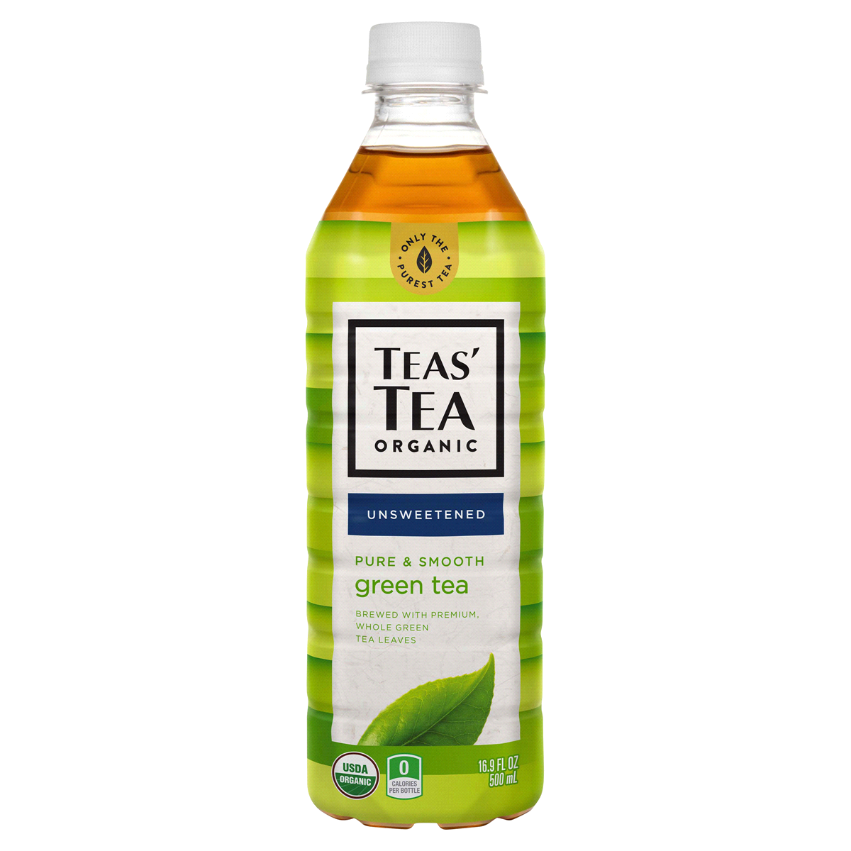 slide 1 of 1, Teas' Tea Unsweetened Pure Green Tea, 16.9 oz