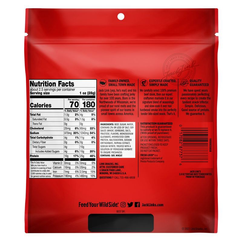 slide 5 of 7, Jack Link's Jack Links Tender Beef Bites Teriyaki - 2.6oz, 2.6 oz