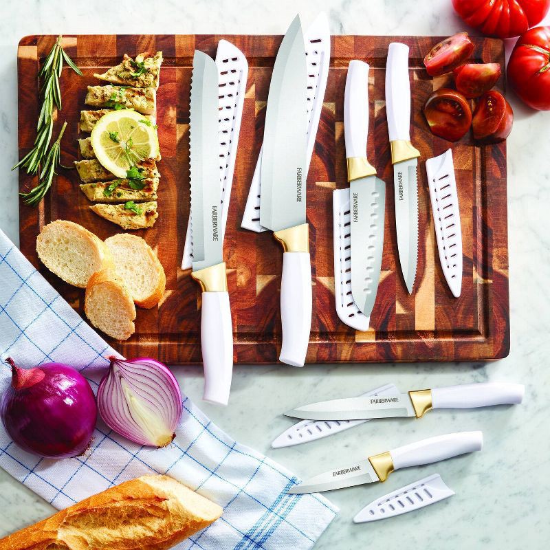 slide 4 of 9, Farberware 12pc Cutlery Set White/Gold, 12 ct