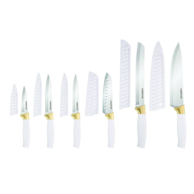 slide 1 of 9, Farberware 12pc Cutlery Set White/Gold, 12 ct