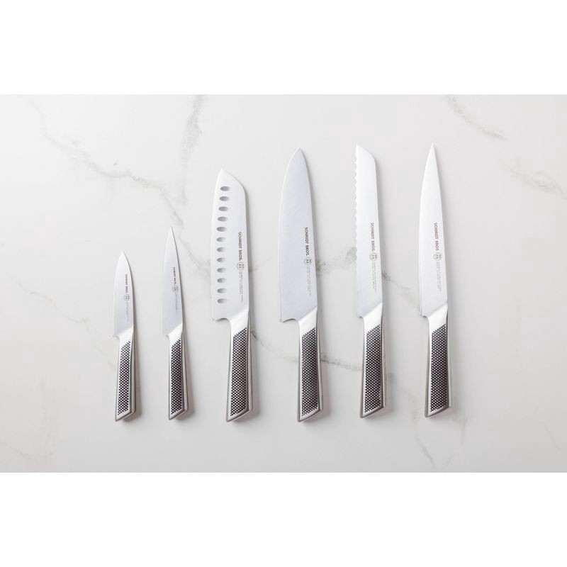 slide 2 of 5, Schmidt Bros Cutlery Gridiron 7pc Knife Block Set Silver/Gray Wash: Stainless Steel Knives with Block, Hand Wash, Lifetime Warranty, 7 ct