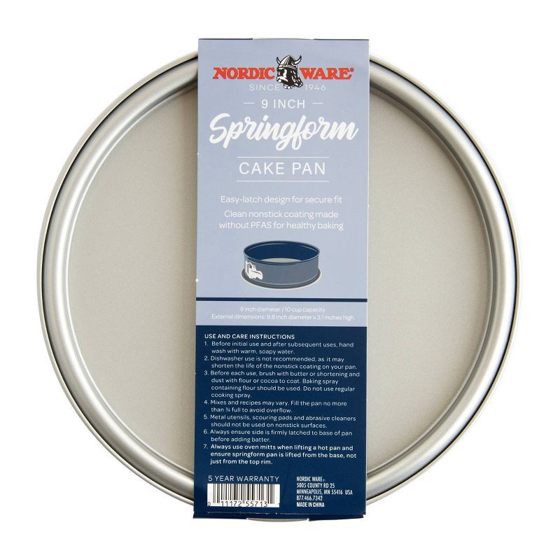 slide 5 of 7, Nordic Ware 9" Carbon Steel Spring Form Pan Blue: Nonstick Cheesecake Pan, 9 Inch, Hand Wash, Oven-Safe, 5-Year Warranty, 1 ct