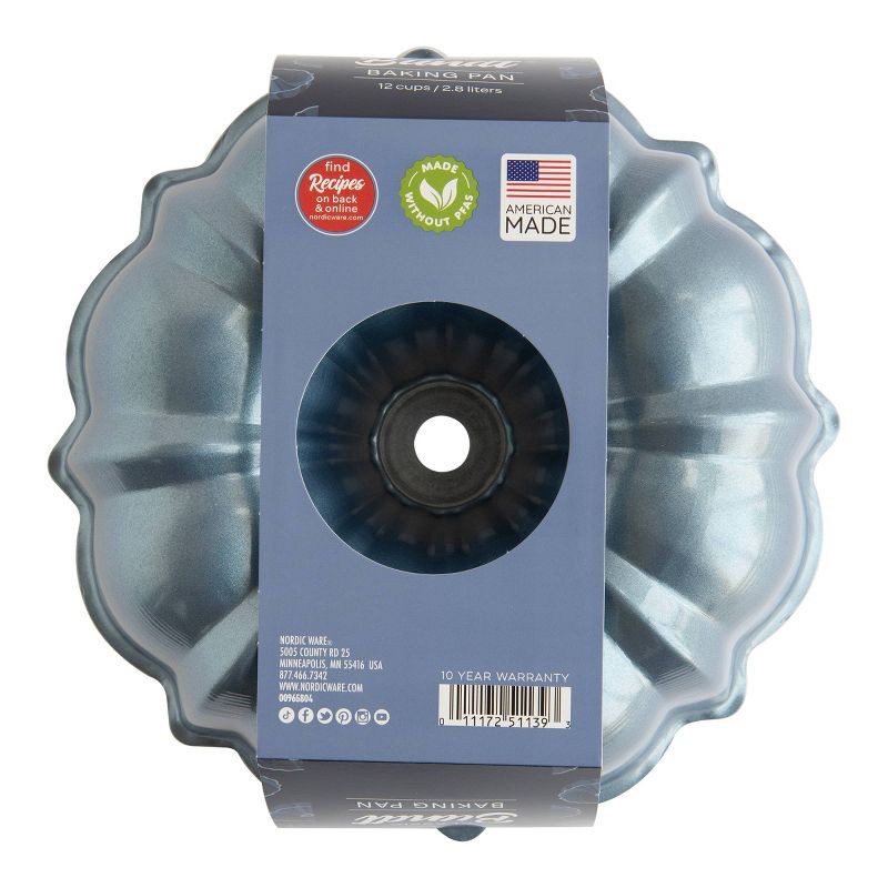 slide 2 of 5, Nordic Ware 12 Cup Aluminum Formed Bundt Pan Blue: Nonstick Baking Pan, Hand Wash, Oven-Safe, Round Tube Pan, 1 ct