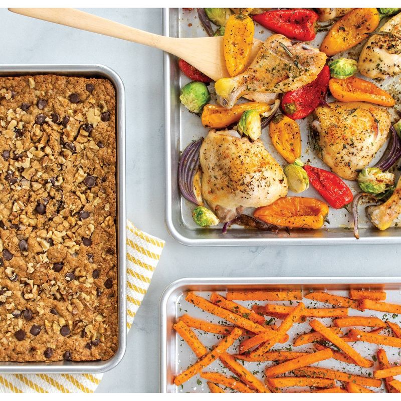 slide 5 of 9, Nordic Ware Naturals 3pc Aluminum Jelly Quarter Eighth Set Silver: Baking & Cookie Sheet Bakeware, Hand Wash, Oven-Safe, 3 ct