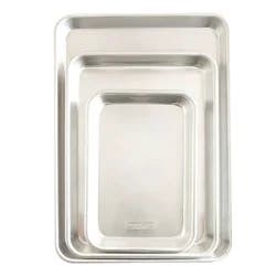 Nordic Ware Naturals 3pc Aluminum Jelly Quarter Eighth Set Silver: Baking & Cookie Sheet Bakeware, Hand Wash, Oven-Safe