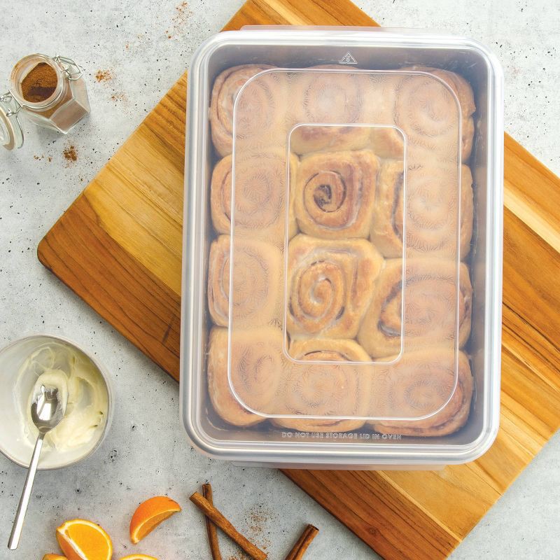 slide 5 of 8, Nordic Ware 9"x13" Aluminum Pan with Lid Silver: Rectangle Bakeware Set, Hand Wash, Oven-Safe, Lifetime Warranty, 1 ct