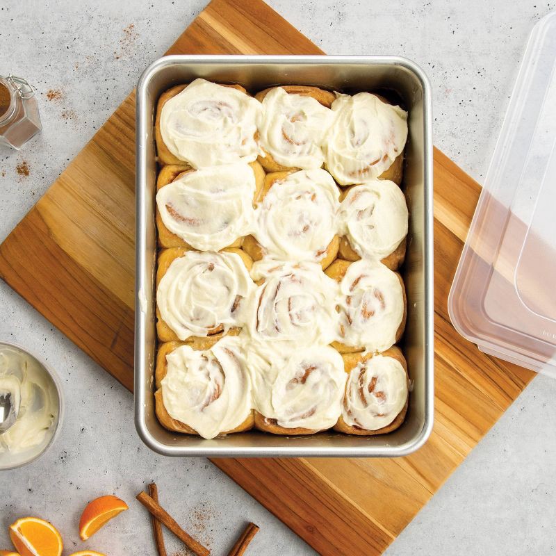 slide 6 of 8, Nordic Ware 9"x13" Aluminum Pan with Lid Silver: Rectangle Bakeware Set, Hand Wash, Oven-Safe, Lifetime Warranty, 1 ct