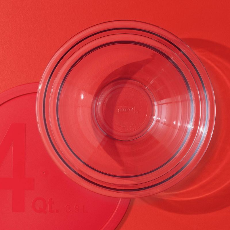slide 5 of 5, Pyrex 2pc 4qt and 2.5qt Glass Mixing Bowls with Plastic Lids, 2 ct, 4 qt, 2.5 qt