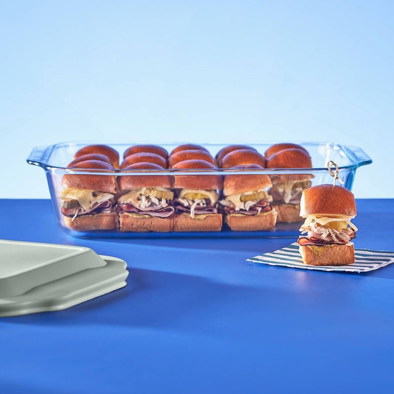 slide 2 of 5, Pyrex 9"x13" Glass Deep Casserole Dish with Lid Sage Green: 5 Qt Baking Dish, Dishwasher & Microwave Safe, 5 qt