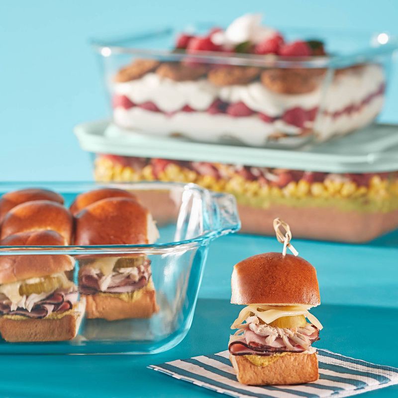 slide 4 of 5, Pyrex 9"x13" Glass Deep Casserole Dish with Lid Sage Green: 5 Qt Baking Dish, Dishwasher & Microwave Safe, 5 qt