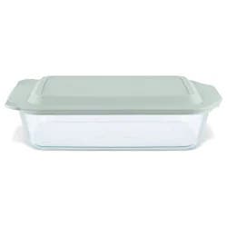 Pyrex 9"x13" Glass Deep Casserole Dish with Lid Sage Green: 5 Qt Baking Dish, Dishwasher & Microwave Safe