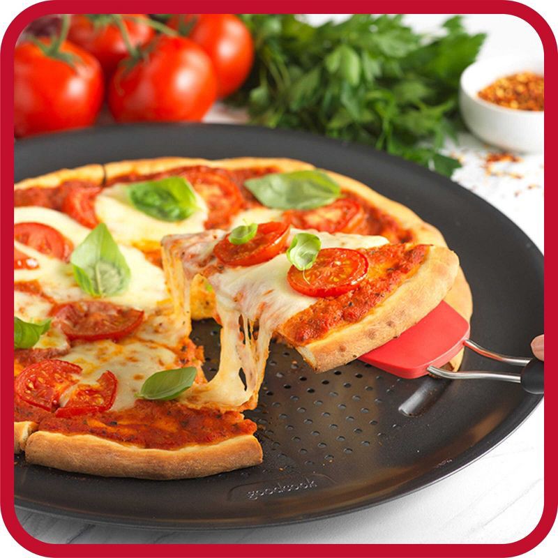 slide 5 of 9, GoodCook 15.75" Large Nonstick Carbon Steel Ready Air Perfect Pizza Pan Gray: Round Oven Tray, Dishwasher-Safe, 1 ct