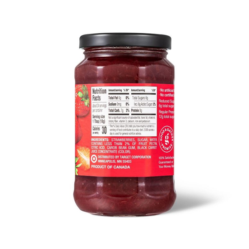 slide 3 of 3, Reduced Sugar Strawberry Fruit Spread - 15.5oz - Good & Gather™, 15.5 oz