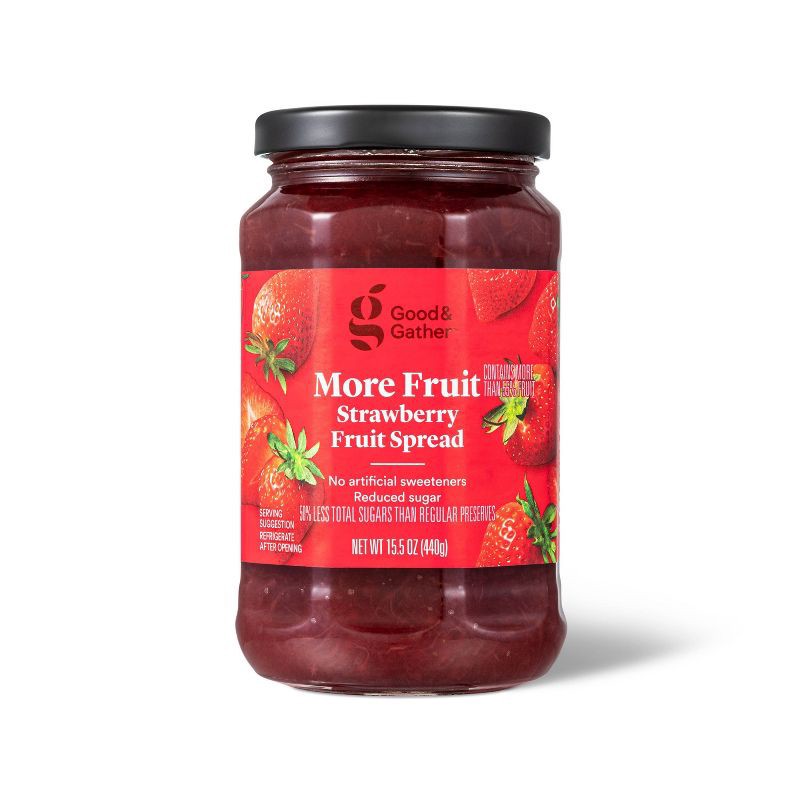 slide 1 of 3, Reduced Sugar Strawberry Fruit Spread - 15.5oz - Good & Gather™, 15.5 oz