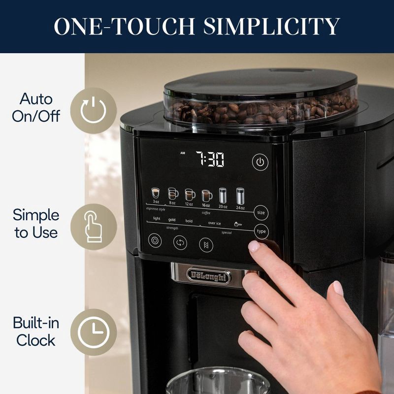 slide 3 of 10, DeLonghi De'Longhi TrueBrew Automatic Coffee Maker with Bean Extract Technology - Black Matte, 1 ct