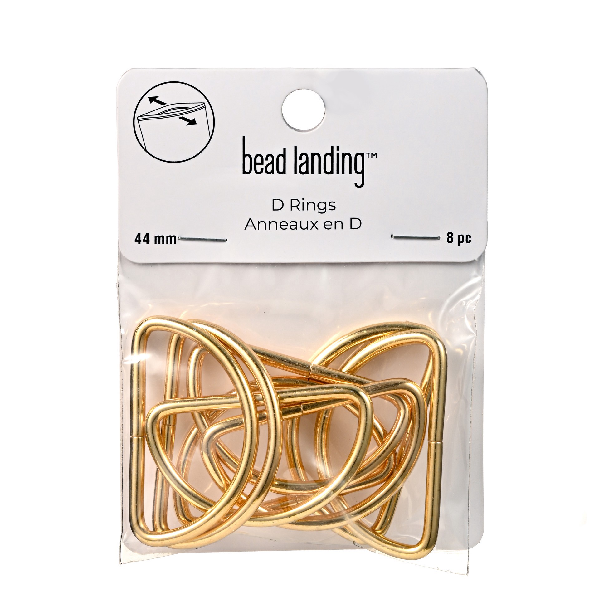 slide 3 of 3, 44mm Gold D Rings, 8ct. By Bead Landing, 44mm