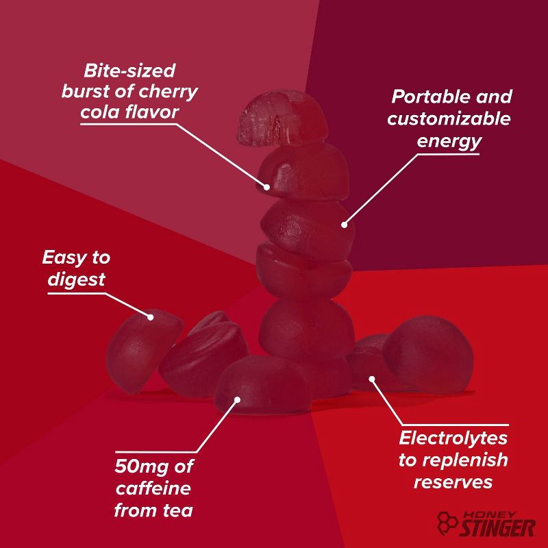 slide 4 of 5, Honey Stinger Organic Caffeinated Cherry Cola Chews: Energy, Sports Performance, Endurance, 1 ct