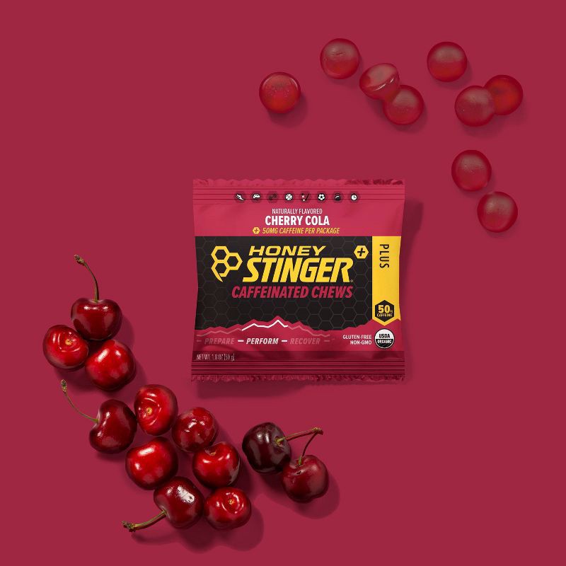 slide 5 of 5, Honey Stinger Organic Caffeinated Cherry Cola Chews: Energy, Sports Performance, Endurance, 1 ct