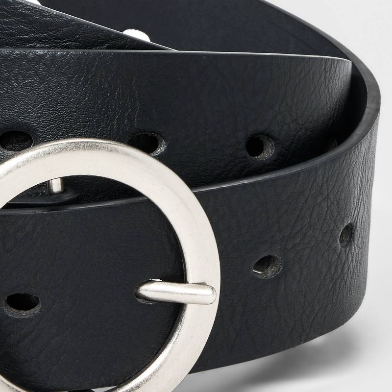 slide 3 of 3, Women's Leather Belt - Ava & Viv™ Black 1X: Adjustable Strap, Medium Style, Solid Pattern, 1 ct