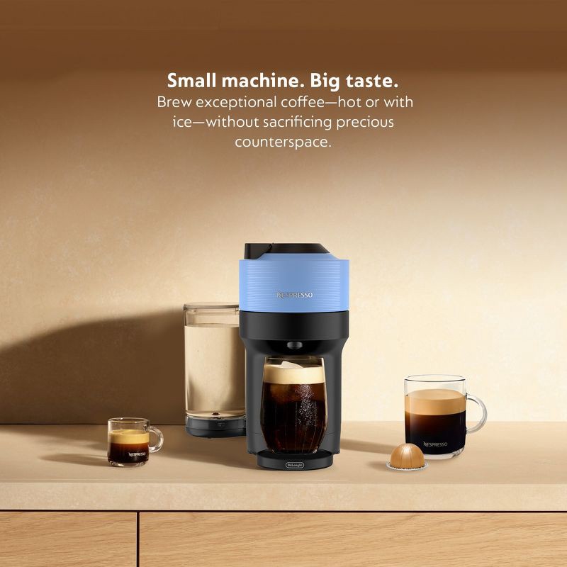 slide 2 of 9, Nespresso Vertuo Pop+ Coffee and Espresso Maker by De'Longhi, Pacific Blue: Removable Reservoir, 12 Capsules Included, 12 ct