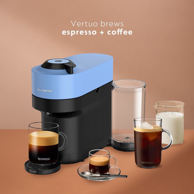 slide 3 of 9, Nespresso Vertuo Pop+ Coffee and Espresso Maker by De'Longhi, Pacific Blue: Removable Reservoir, 12 Capsules Included, 12 ct
