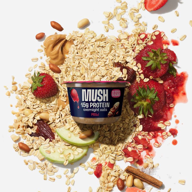 slide 5 of 5, MUSH Peanut Butter & Jelly Gluten Free Overnight Oats - 5.5oz, 5.5 oz