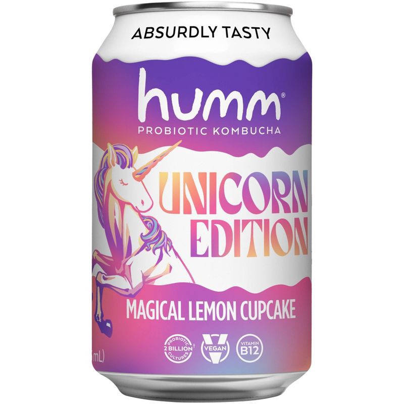 slide 1 of 1, Humm Kombucha Humm Unicorn Edition Magical Lemon Cupcake Probiotic Kombucha - 12 fl oz, 12 fl oz