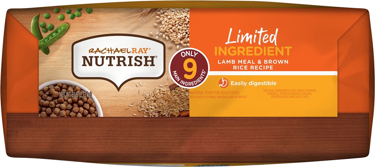 slide 3 of 8, Rachael Ray Nutrish Limited Ingredient Dog Food, Lamb Meal & Brown Rice Recipe, 6 lb. Bag, 6 lb