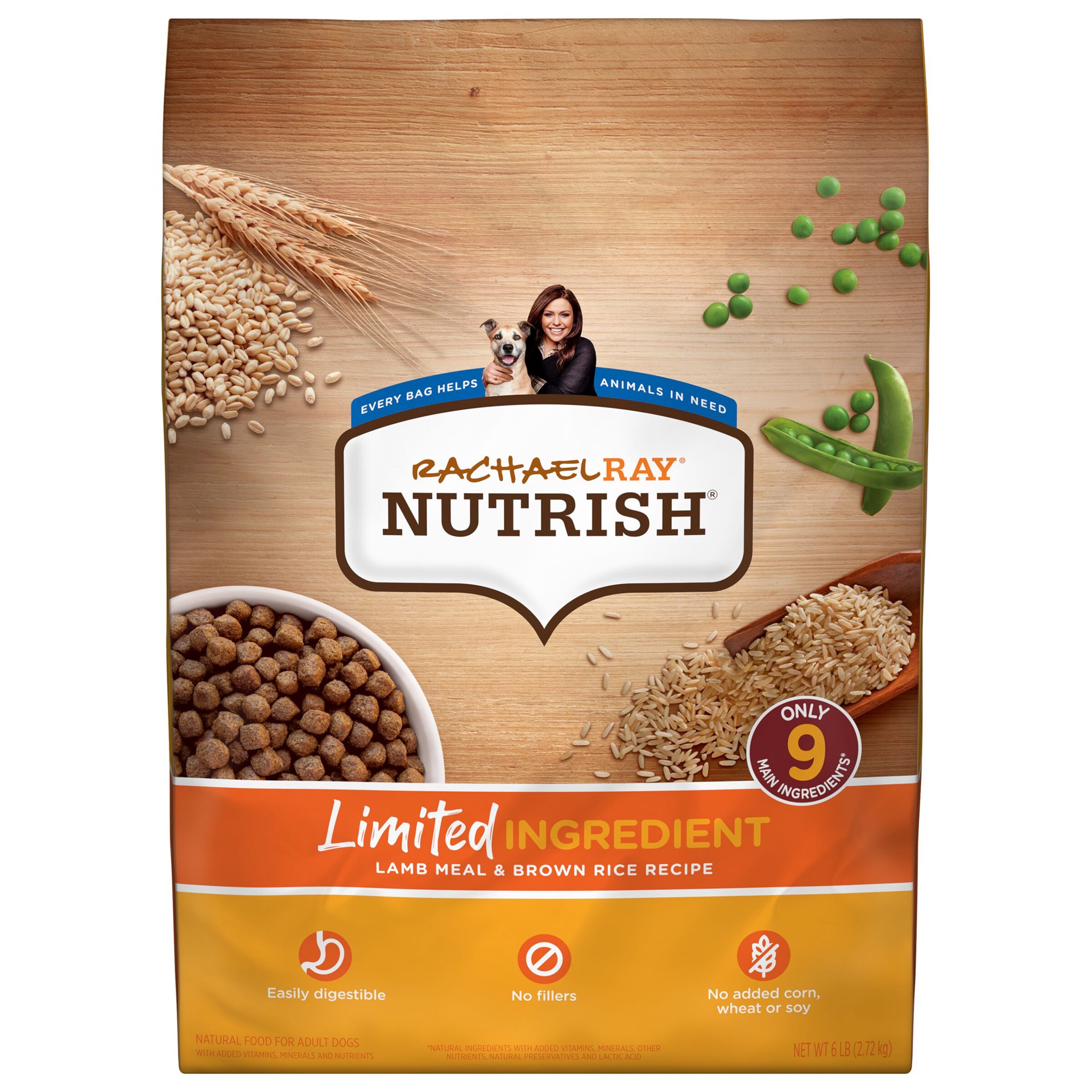 slide 1 of 8, Rachael Ray Nutrish Limited Ingredient Dog Food, Lamb Meal & Brown Rice Recipe, 6 lb. Bag, 6 lb