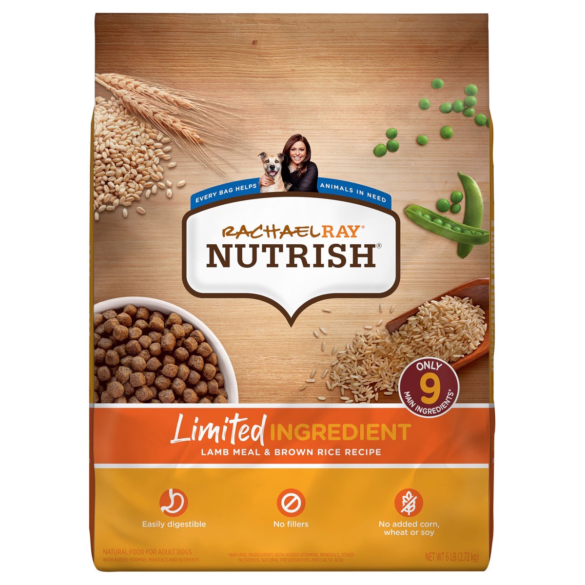 slide 1 of 8, Rachael Ray Nutrish Limited Ingredient Dog Food, Lamb Meal & Brown Rice Recipe, 6 lb. Bag, 6 lb