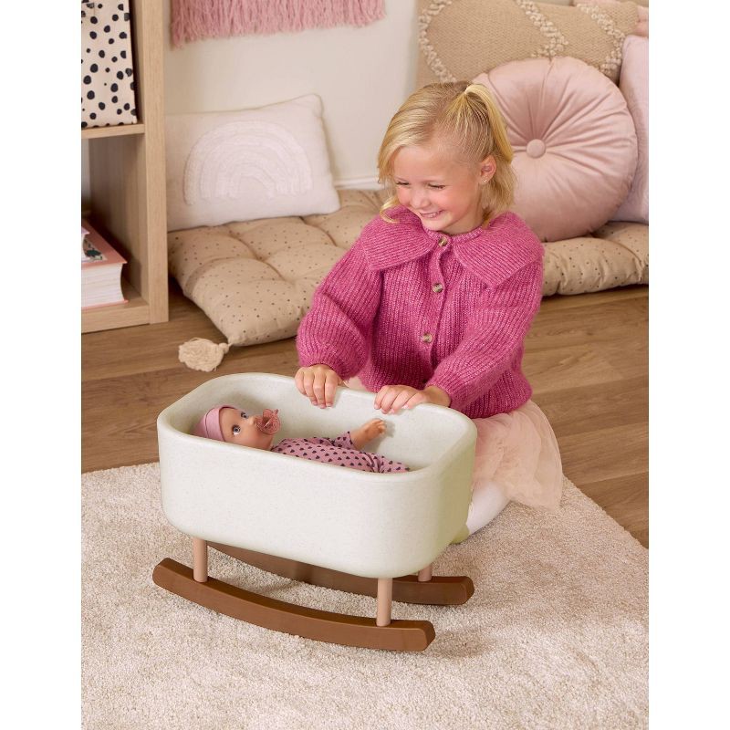 slide 2 of 6, LullaBaby Doll Bassinet Rocking Cradle Accessory - Speckled White: Fits 14-Inch Dolls, Metal & Plastic, Baby & Infant Theme, 1 ct