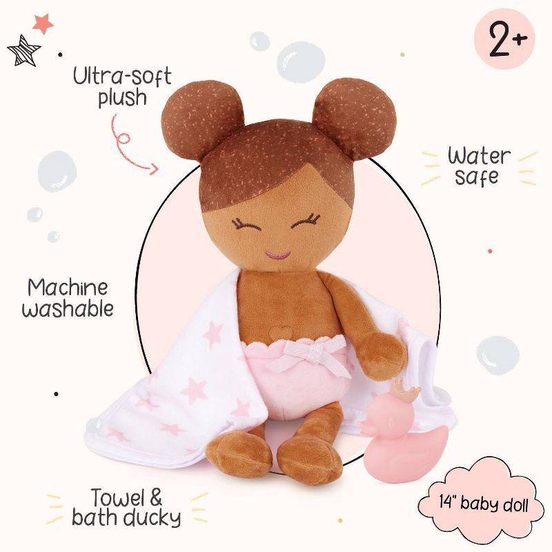 slide 3 of 8, LullaBaby Bath Plush Doll For Real Water Play - Light Brown Hair, 1 ct