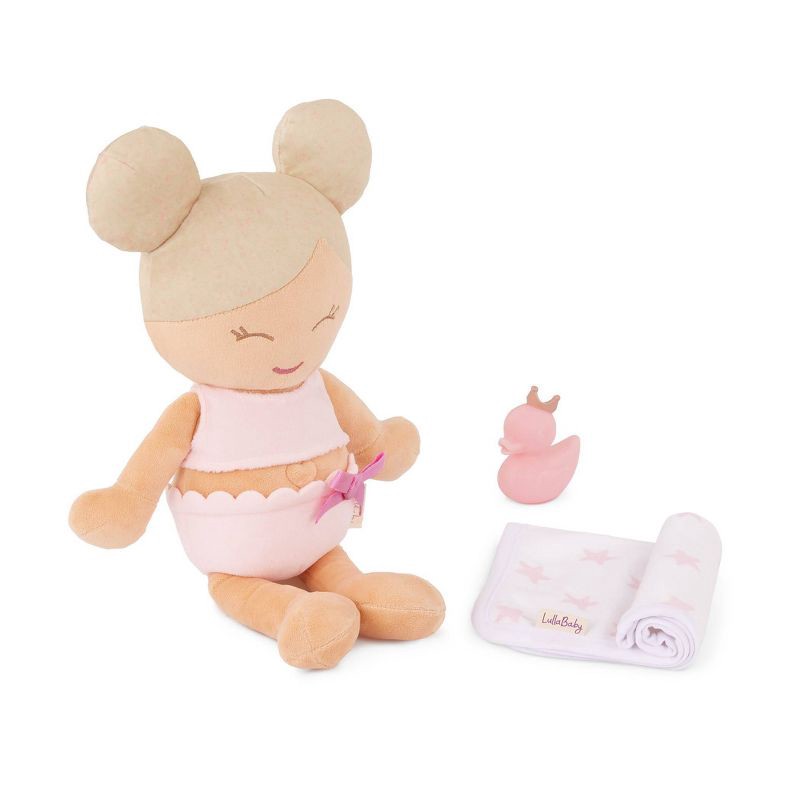 slide 1 of 9, LullaBaby Bath Plush Doll for Real Water Play - Blonde Hair: BPA-Free Soft Body Infant Doll with Straight Hair, 1 ct