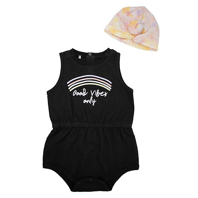 slide 1 of 1, Mini Heroes ROMPER tutu 3 M BLACK GOOD VIBES W TURBAN, 1 ct