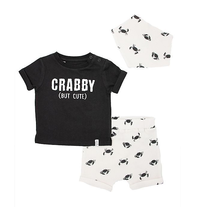 slide 1 of 1, Mini Heroes Newborn Crabby T-Shirt, Short, and Bandana Set - Grey, 3 ct