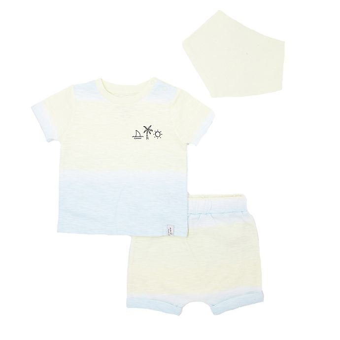 slide 1 of 1, Mini Heroes Newborn Dip Dye Shirt, Short, and Bandana Set - Green, 3 ct