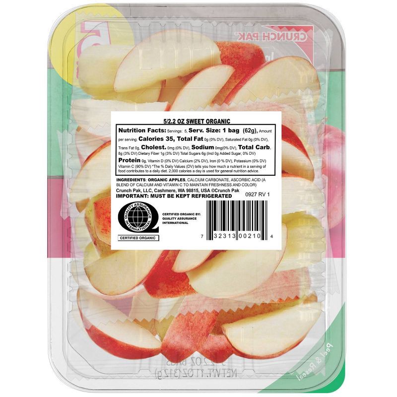 slide 2 of 2, Crunch Pak Organic Sweet Apple Slices - 11oz/5ct, 11 oz, 5 ct